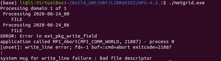 Error in ext_pkg_write_field