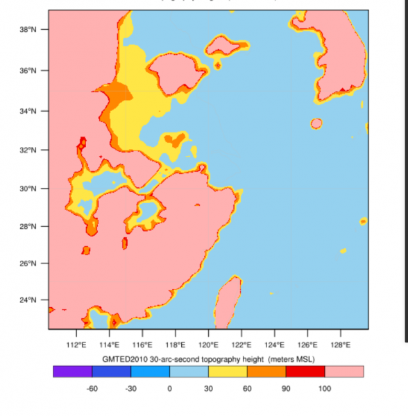 WRF�Դ����β�����geo_em���ݵĸ߳�ͼ