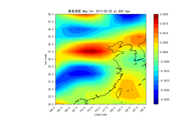 ��ֱ�ٶ� Map for 2013-05-25 at 850 hpa  .png