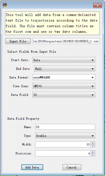 add data to trajectory��ѡ����yyyyMMddHH�ĸ�ʽ��������ʾ��